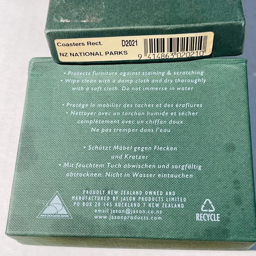 Jason Coasters New Zealand Set of 6 National Parks Photo Cork Back Decor Box